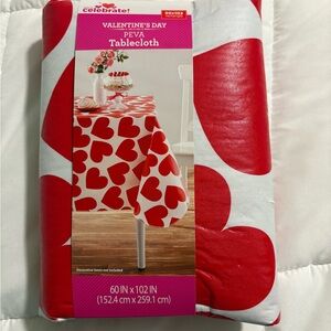 Valentine's Day Red Heart Tablecloth